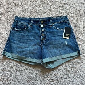 NWT Kut from the Kloth High Rise Denim Shorts Preppy Minimalist Biker Jorts Sz 8